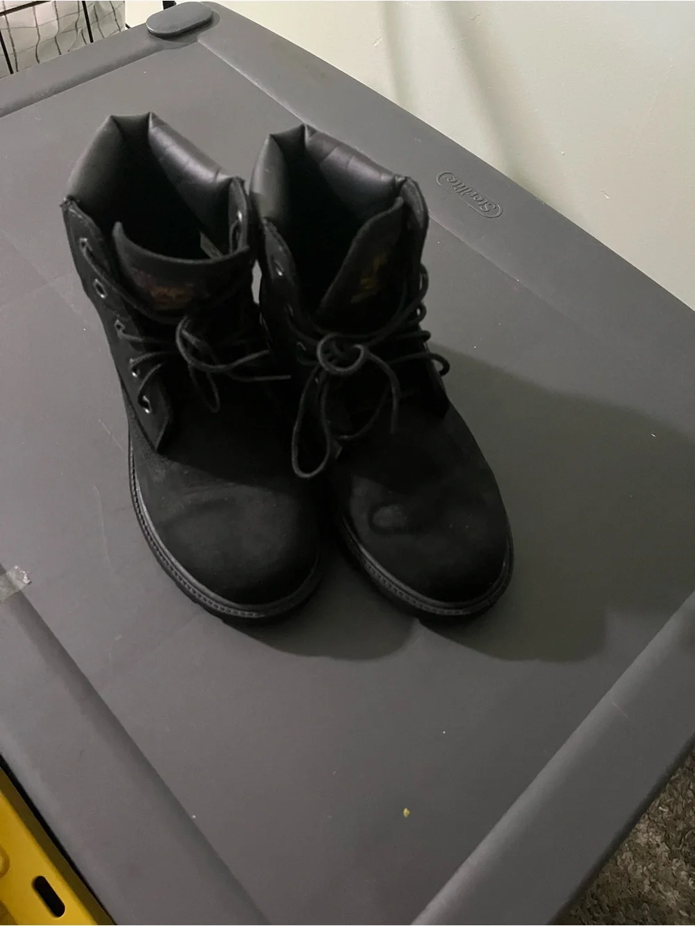 Kids Black Lace-Up Work Boots